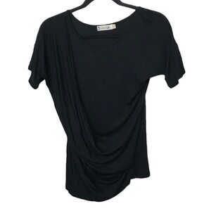 Spoiled Black Drapey Short Sleeve Tee T Shirt Small